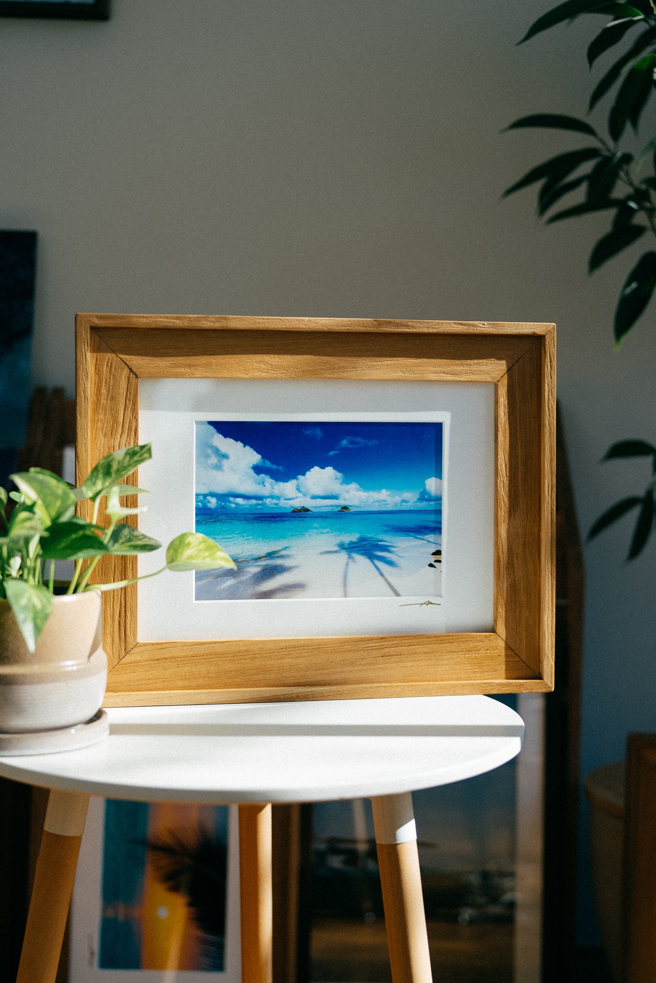 【Ready Stock Art 】Lanikai Blue / A3マットプリント + noosaチークウッドフレーム