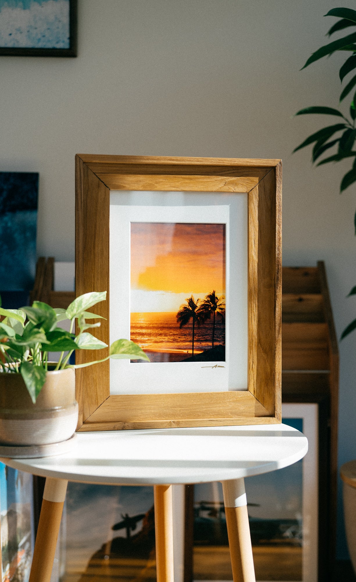 Laguna Sunset Blur - A3プリント + チークウッドフレーム Ready Stock Art 】Hapuna Beach Sunset / A3マットプリント + noosa