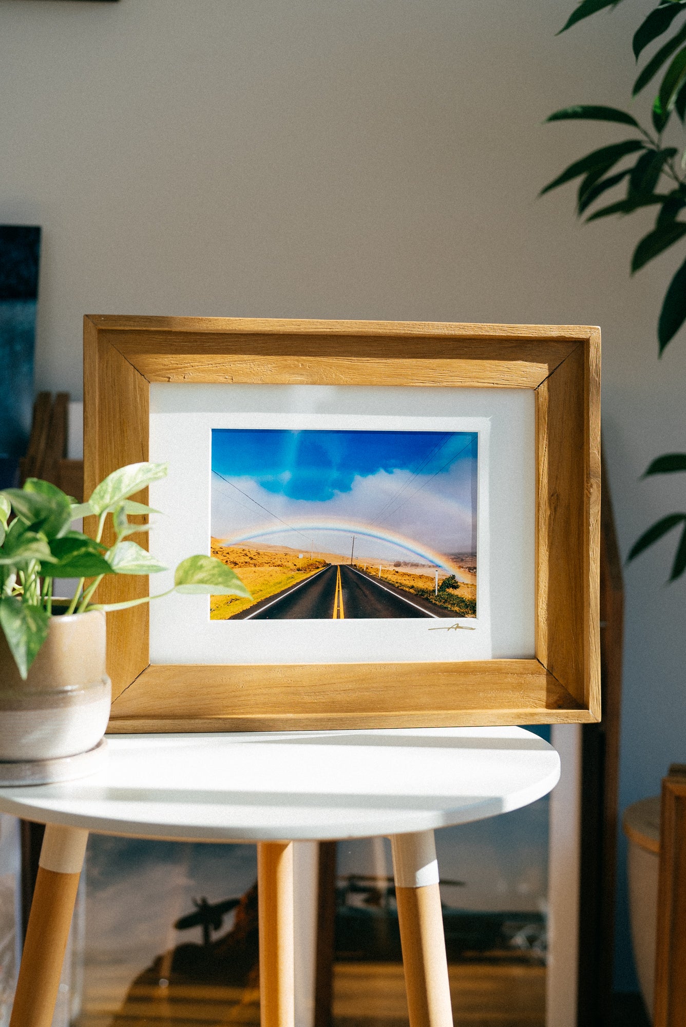 【Ready Stock Art 】Kohala Double Rainbow  / A3マットプリント + noosaチークウッドフレーム